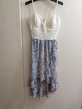 As You Wish Lace Bodice Spaghetti Strap Poly Dress Size L JRS